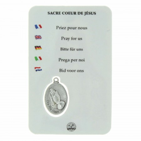Image religieuse Sacré Coeur de Jésus avec une médaille