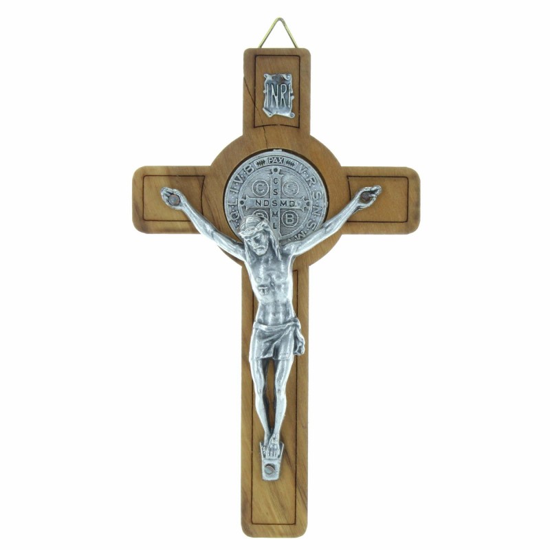 Crucifix de Saint Benoît en bois d'olivier 12cm