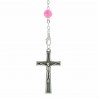 Chapelet de Lourdes en pierres d'Agathe givrées et coeur eau de Lourdes