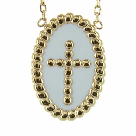 Collana placcata in oro con una medaglia a forma di croce smaltata