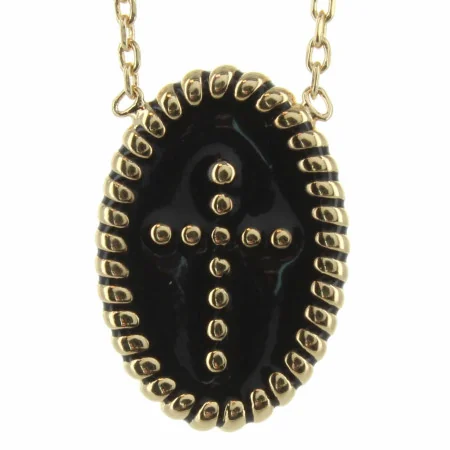 Collana placcata in oro con una medaglia a forma di croce smaltata