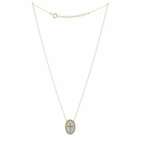 Collana placcata in oro con una medaglia a forma di croce smaltata