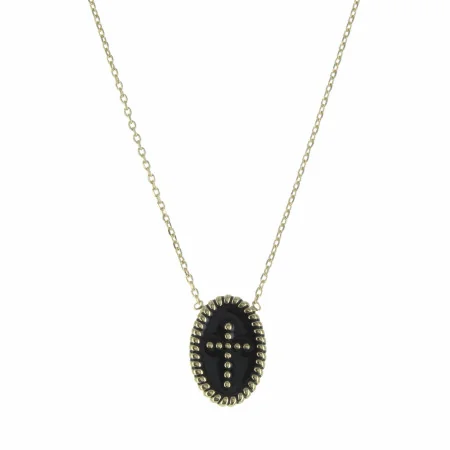 Collana placcata in oro con una medaglia a forma di croce smaltata