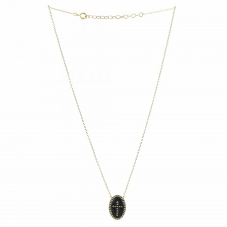 Gold plated necklace with an enamelled cross medal