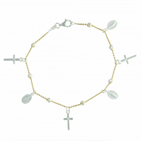 Miraculous medals Silver bracelet and crosses