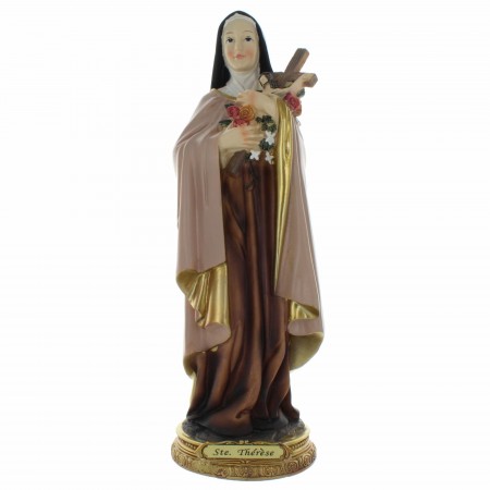 Statue de Sainte Thérèse de Lisieux en résine colorée 30cm