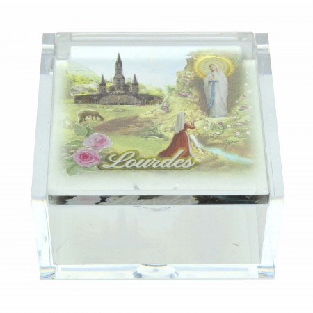Boîte pour chapelet de Lourdes en plexiglass