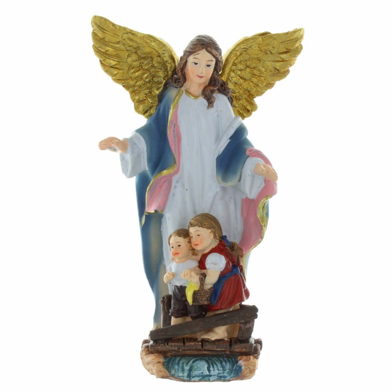 Guardian Angel statue in coloured resin 13cm