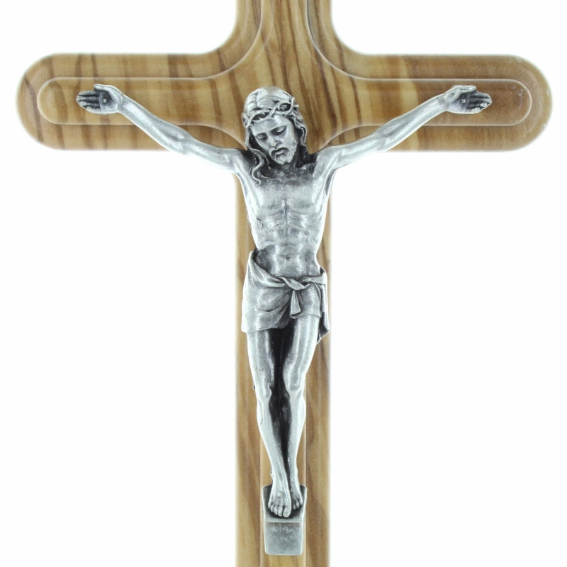 Wall Crucifix Olive Wood & Metal 30cm Perfect Religious Gift NEW 