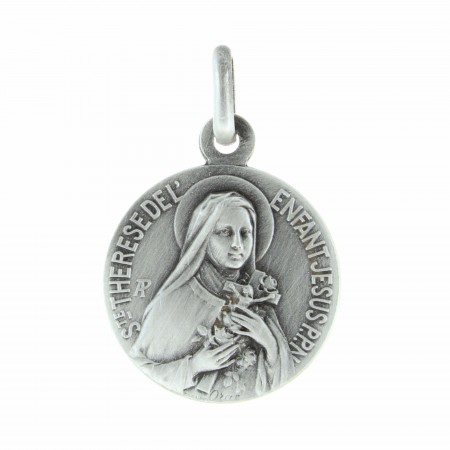 Médaille de Sainte Thérèse en métal argenté 18mm