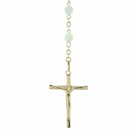 Chapelet de Lourdes en Nacre avec une croix dorée