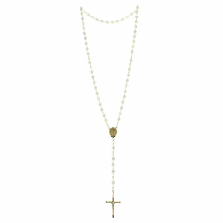 Chapelet de Lourdes en Nacre avec une croix dorée