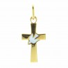 Gold plated cross pendant with a white dove