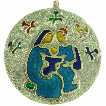 Médaille de la Sainte Famille en Bronze émaillé 8,5cm