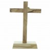 Crucifix sur socle en bois d'olivier avec le Christ en bronze 13,5cm