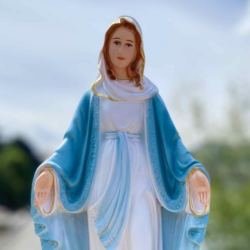 Statue de la Vierge Miraculeuse en résine colorée 40cm