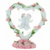 Statue of 2 Angels on a swing inside a heart in resin 11cm
