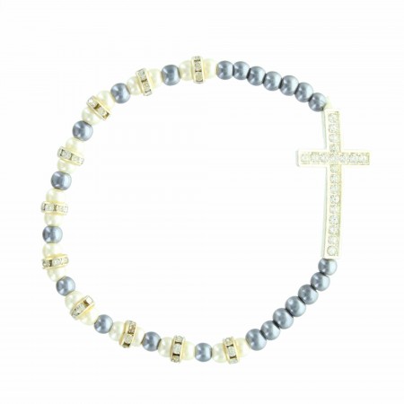 Braccialetto religioso con perle di madreperla ed ematite