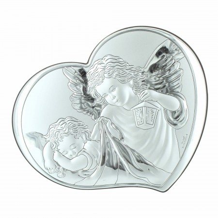 Quadro religioso con angeli a forma di cuore14,5x12cm