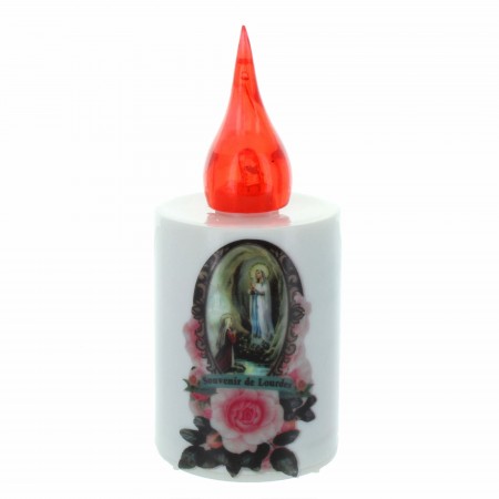 Bougie votive de Notre Dame de Lourdes électrique à piles 11cm