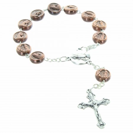 One decade rosary of Lourdes with medal beads