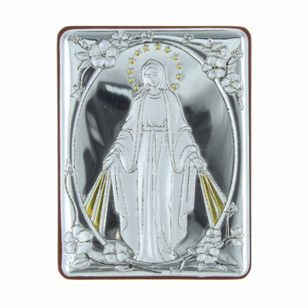 Quadretto religioso la Madonna Miracolosa argentata 5 x 6,5 cm