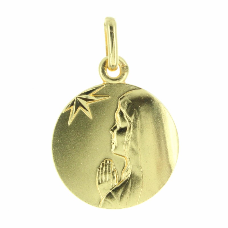 Medaglia placcata oro della Madonna Maria con stella