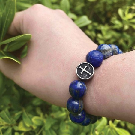 Bracciale religioso con pietre Lapis lazzuli