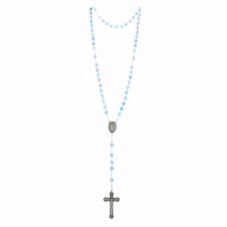Lourdes rosary with two-tone glittering glass beads