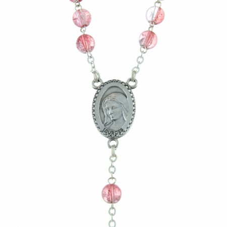 Lourdes rosary with two-tone glittering glass beads