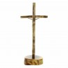 Crucifix bois sur socle en bois avec le Christ argenté 21cm