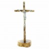 Crucifix bois sur socle en bois avec le Christ argenté 21cm