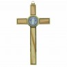 Crucifix de Saint Benoît en bois d'olivier et métal doré 13cm