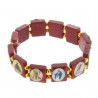 Religious Bracelet Saints pictures on square wood beads