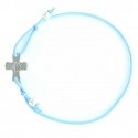 Bracelet croix avec l'apparition sur élastique bleu