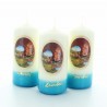 Set di 3 candele di Lourdes con base blu 9cm