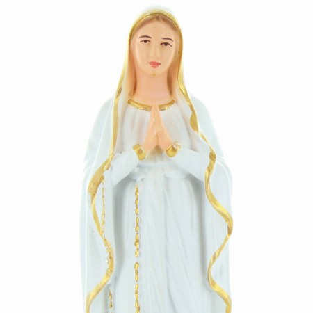 Statue de la Vierge de Lourdes blanche et dorée 18cm