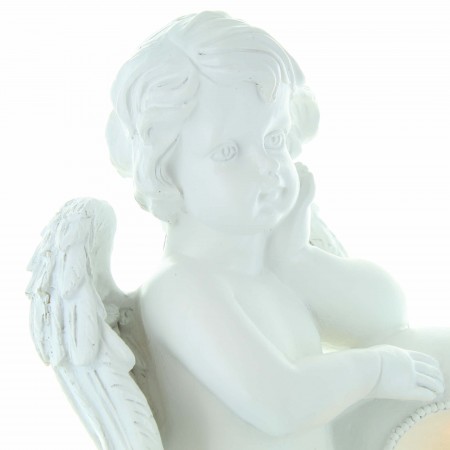 Resin standing Angel in resin with a heart and a candle 30cm
