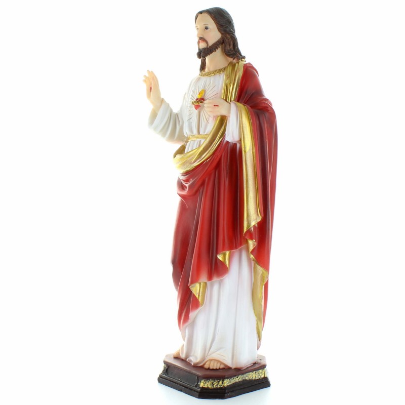 Statue du Sacré Coeur de Jésus en résine colorée 40cm
