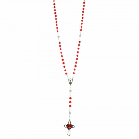 A thousand thanks Rosary in red and white glass