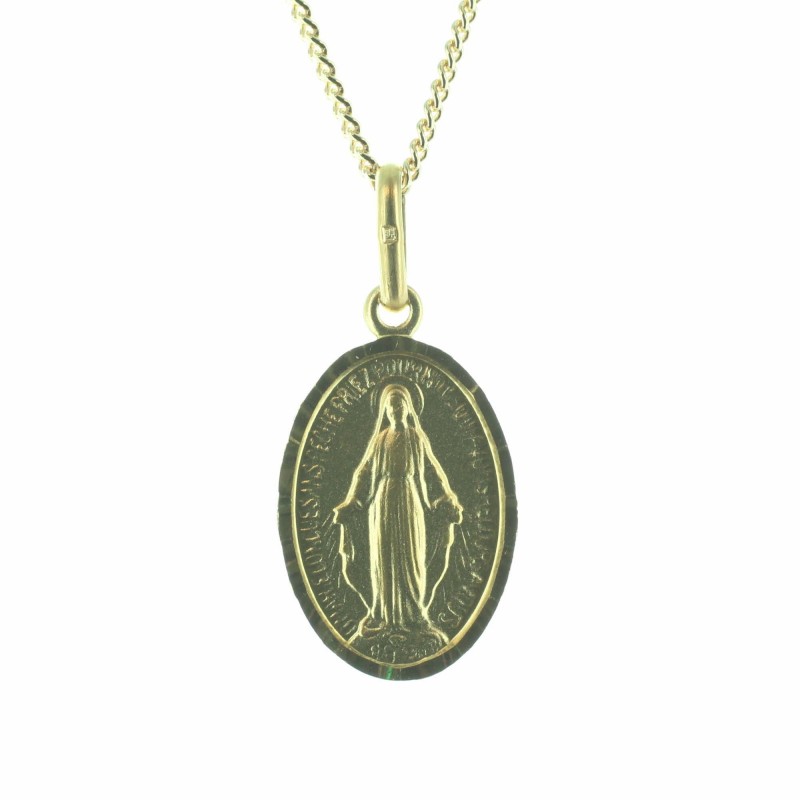 Medaglia della Vergine miracolosa con catena placcata in oro