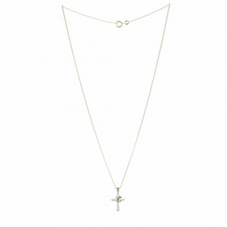 Jewel with a cross and a dove on a chain | Gold plated