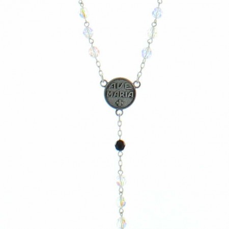 Lourdes Silver rosary with Swarovski pearls 5mm