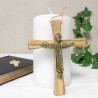 Crocifisso del Cristo Glorioso | Bronzo e legno d'ulivo | 14cm