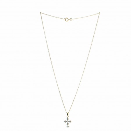 Gold-plated set with a zirconia 18 carat cross and golden chain