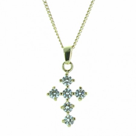 Gold-plated set with a zirconia cross and golden chain