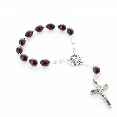 Saint Benedict Rosary with oval wooden beads