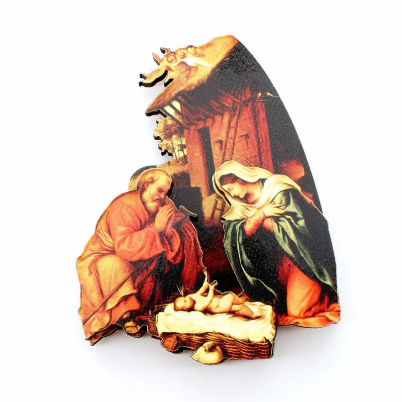Nativity Wood magnet in relief
