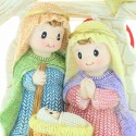 Crèche Sainte Famille naïve avec Marie, Joseph et Jésus 10cm