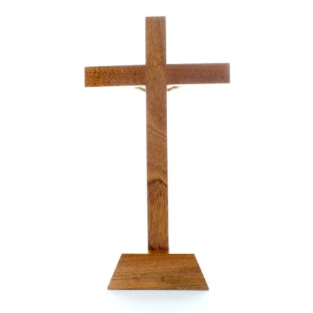 Crocifisso in legno scuro con Cristo placcato in oro 21,5 cm